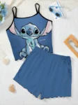 Home Dress Women's Suit T-shirt Pajama Skirt Lettuce Trim Top Stitch Short Sets Disney Pieces Elegant 2-piece Disney Slip Dress