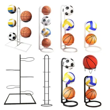 Basketball Holder Cast Iron Stand Display For Volleyball Multifunctional Multi-Layer Iron Ball Storage Shelf For Bedroom