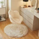 kf-S64f7edc7f7f4484d9827749ec82770e1w-Cute-White-Back-Vanity-Chair-Spinning-Fluffy-Wheels-Adjustable-Stool-Vanity-Chair-Modern-Metal-Petit-Meuble