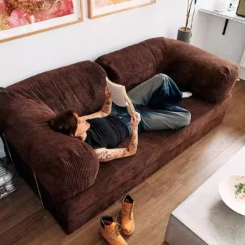 New Maillard retro corduroy fabric sofa small apartment simple straight row double full dismantling and washing sofa bed