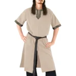 Y2K Mens Set Artistic Split Shirt Shorts Spring European Medieval Cosplay Stage Performance Printed Robe Men's Clothing 2024