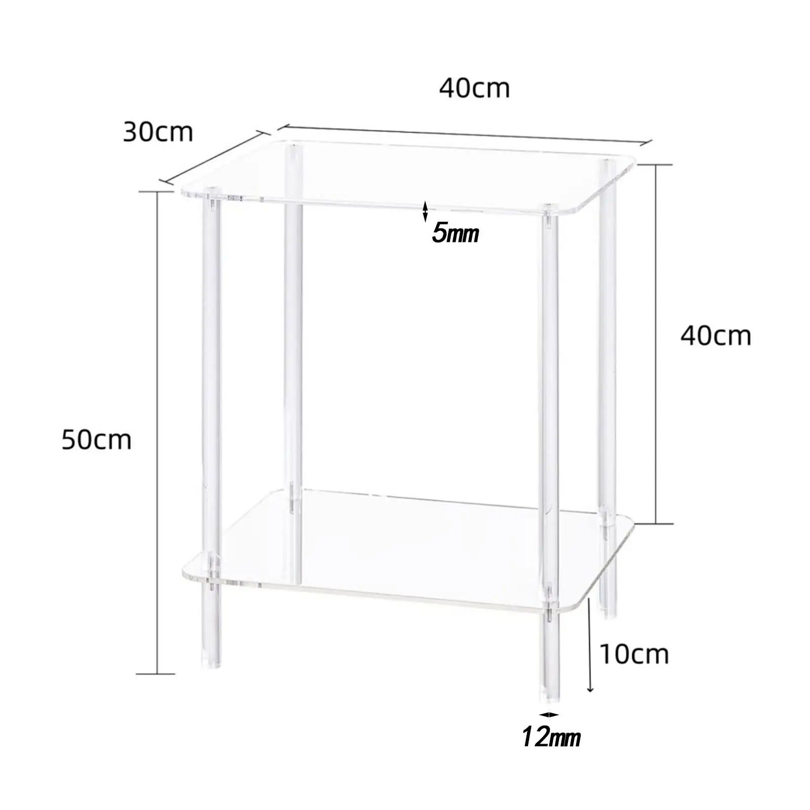 Acrylic Table End Table Bedside Furniture Suitable for Living Room Easy Assembly for Bathroom Hallway Bedroom Bedside Office