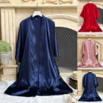 European and American style loungewear sexy medium and long simulated silk cardigan nightgown bathrobe women