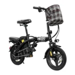 Hezzo Bicycle Foldable Electric Bike W/ Seat & Basket 14'' 48V 10.4Ah 350W Motor 22Miles Range 20 MPH Top Speed Ebike for Adults