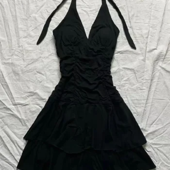 Punk Sexy Dresses Women Clothes Summer Vintage 90s Korea Dress Sweet Girl High Waist Slim Gothic Harajuku Y2k Short Halter Dress