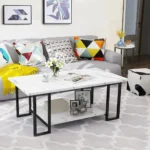 kf-S1c376caef91a49c9b28e448e02323dcef-Gusto-Mid-Century-Modern-Dinning-Table-Serving-Coffee-Faux-Marble-Coffee-Table-With-2-Round-End