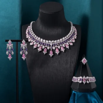 00023 TIRIM Women Necklace Sets Cubic Zirconia Bridal Jewelry DuBai Saudi Wedding Engagement Party Festival Jewel Accessory