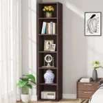 Tribesigns 70.9 Inch Tall Narrow Bookcase, Rustic Corner Bookcase with Storage, 6 Tier Cube Display Shelves for Home Office