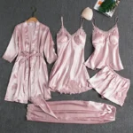 kf-Safafea9b155c473ab14667753fc021e75-5pcs-Silk-Robe-Sleep-Suit-Womens-Lace-Satin-Pajamas-Gown-Set-V-Neck-Cami-Nighties-Wear