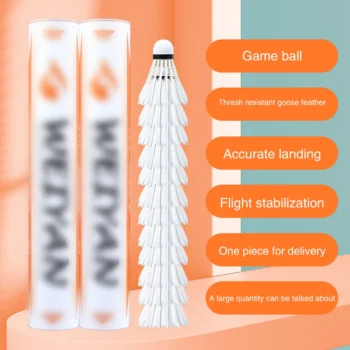 12Pcs Professional Badminton Balls,white Goose Feather Shuttlecock Stable Training Sport Badminton Ball Sport Accessories