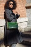 Green leather bag, handmade leather bag, handbag, woman leather bag, elegant leather bag, made in Italy handbag,messenger bag,cross body bag