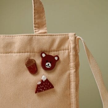 Adorable Bear Ceramic Pin Brooch | Handcrafted Nature Lovers Brooch Set | Acorn and Mountain Ceramic Pin Brooch