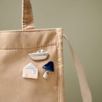 Mushroom, House and Ship Handmade Ceramic Clay Pin Brooch | ceramic Pin Brooch set for Bag | Mushroom Pin | Ship Ceramic Pin Brooch