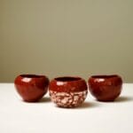 3 Piece Red Ceramic Clay Mug Set | Ceramic Coffee Mug | Design Coffee Cup without Handle | Christmas Gifts | Christmas Ideas