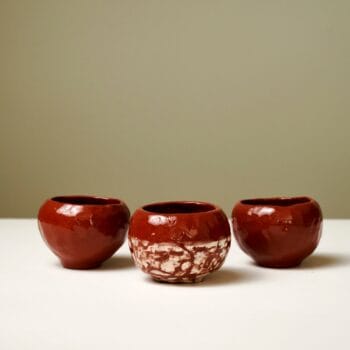 3 Piece Red Ceramic Clay Mug Set | Ceramic Coffee Mug | Design Coffee Cup without Handle | Christmas Gifts | Christmas Ideas