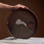 Ceramic Clay Plate Art | Large Ceramic Dessert Plate 11 Inch | Mountain Patterned Stoneware Ceramic Plate | Handmade Ceramic Plate