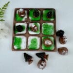 tic tac toe - handmade ceramic tic tac toe - tiny mountains and trees -ceramic miniature - coffee table game - game- XOXO handmade game