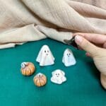 6 pieces Halloween, Ceramic pumpkin, Ceramic ghost,Cute ceramic ghost, 6 pieces Halloween ceramic decor, 6 pieces Handmade ceramic halloween