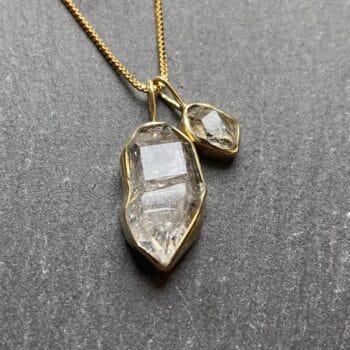 Unique herkimer diamonds necklace | raw herkimer diamonds pendant | handmade jewelry | crystal necklace | carbon inclusion herkimer