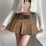 kf-Hab153a04ebe2491082dfa329e256dd4dW-New-Fashion-Khaki-with-Belt-High-Waist-Pleated-Skirt