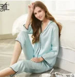 The new summer comfortable home wear, female 100% mulberry silk, silk pajamas set, ladies pajamas
