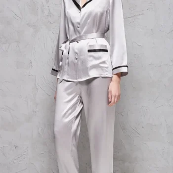 Silk pajama suit female 2 piece set 100% mulberry silk high - end furniture long sleeve trousers