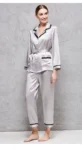 Silk pajama suit female 2 piece set 100% mulberry silk high - end furniture long sleeve trousers