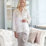 kf-HTB16VJDaPvuK1Rjy0Faq6x2aVXaH-Pajamas-Women-Robe-Sets-100-Silk-Fabric-Sleepwear-Two-Pieces-Set-Simple-Style-Turn-down-Collar