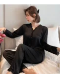 kf-S1d608ec35d8448838e2f7837671385eaV-Womens-Silk-Satin-Lace-Trim-Sexy-Pajamas-Set-Sleepwear-Female-V-neck-Home-Suit-Gils-Sleep