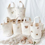 Baby Crib Organizer Storage Bags Newbron Cotton Bed Storage Diaper Bag Caddy Organizer Hanging Bags for Infant Bedding Set