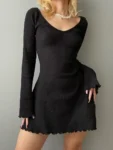 kf-S66caa35fcc614b239a1e1e54452c1994y-Knitting-Elegant-Dress-For-Women-Spring-Fall-Solid-Color-V-Neck-Office-Lady-Irregular-Hem-Simple