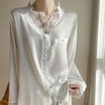 Womens Silk Satin Lace Trim Sexy Pajamas Set Sleepwear Female V-neck Home Suit Gils Sleep Two Pieces Set Women's Loungewear XXL