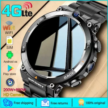4G LTE Android Smartwatch 1.39" GPS Dual Camera Wifi SIM Rugged 16G-ROM Google Play APP Download IP67 Men Women Smart Watch 2024