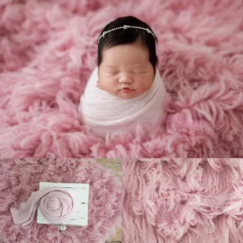 90x150cm Newborn Photography Props Big Size Flokati Hand-Knitted Pure Greek Wool Blanket Baby Photo Boy Girl Background Mat