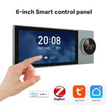 6 Inch Tuya Smart Home Control with Zigbee Hub Gateway Alexa Voice Multi-function Touch Screen Central Control Switch Panel