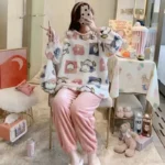 kf-Sfeec52c3e58c4a03ba27552e4df7f851P-Women-s-Winter-Flannel-Long-Sleeve-Thickened-with-Coral-Velvet-Cute-Autumn-Home-Furnishing-Set-in