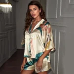 kf-S90ebc853463747fa8bc61d75f33b720eW-2023-Summer-Satin-Pajamas-Set-Women-Sleepwear-Flower-Print-Silk-Pyjama-Femme-Short-Sleeve-Loungewear-Home