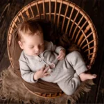 Newborn Photography Props Basket Handmade Vintage Bamboo Chair Baby Boy Photography Props Newborn Photo Posing Props Baby Crib