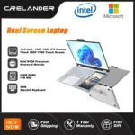 CRELNADER Dual Screen Laptop 7 Inch Touch Screen Metal Case RGB Backlit Fingerprint Unlock Window 11 Ultrathin Laptops Notebook