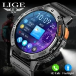 LIGE Smart Watch Men Outdoor 1.43" AMOLED HD Screen BT Call Sport Fitness Health Monitoring 530mAh Battery Flashlight Smartwatch