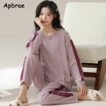 kf-Sd3ae8da8884940ba9925579b4002c9699-Autumn-Winter-Waffle-Cotton-Pajamas-for-Women-Long-Sleeves-Home-Wear-Casual-Sports-Pijamas-Round-Collar