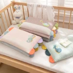 Children's Pillow Newborn Pure Cotton Neck Pillow Cartoon Animal Pillow Comfortable Feather Velvet Inner Liner Bedding Cribs
