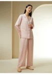 kf-S452ea29a5cfc435eada8a1563863d9ffT-BirdTree-19MM-100-Mulberry-Silk-Pajamas-for-Women-Solid-Color-Silky-Satin-Skin-Friendly-Homewear-Set