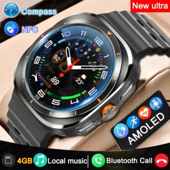 Smartwatch Men AMOLED Screen DT Ultra Smart Watch 47mm Call Compass Series 7 NFC Sport Track Watches Men 4GB memory Local music