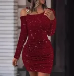 kf-Se27f889c7dfe4859ac73c390031ab00ey-New-European-and-American-women-s-solid-color-flash-slim-fit-short-dress