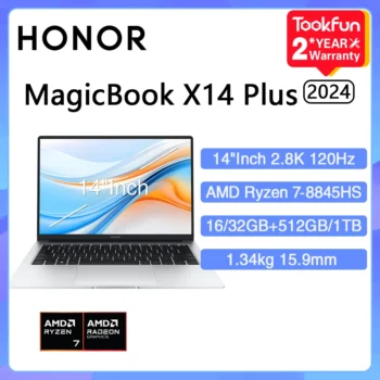 HONOR MagicBook X14 Plus 2024 Laptop AMD Ryzen R7 8845HS 16GB 32GB 512GB 1TB 14" Inch 2.8K 120Hz Notebook Ultrabook Computer PC