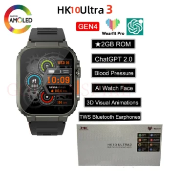 New HK10 Ultra 3 Smartwatch AMOLED 2G ROM ChatGPT NFC Compass G-Sensor Clock Bluetooth Call Sports 49mm Smart Watch Men Women