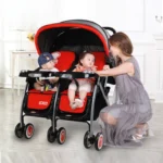 Lightweight and Foldable Double Stroller Mutifunction Baby Strollers Four Wheel Trolley Cart Stroller for Baby Twins