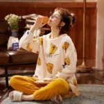 kf-S1bf96999dacf4322a3c55aff471252aaG-Yellow-Purple-Light-Green-Bear-Duck-Pattern-Flannel-Pajamas-Women-S-Warm-Woolen-Cartoon-Casual-Home