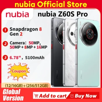 Global Version Nubia Z60S Pro 6.78" Smartphone Snapdragon 8 Gen 2 5100mAh Battery 80W charge Camera satellite modelNX725 AI NFC